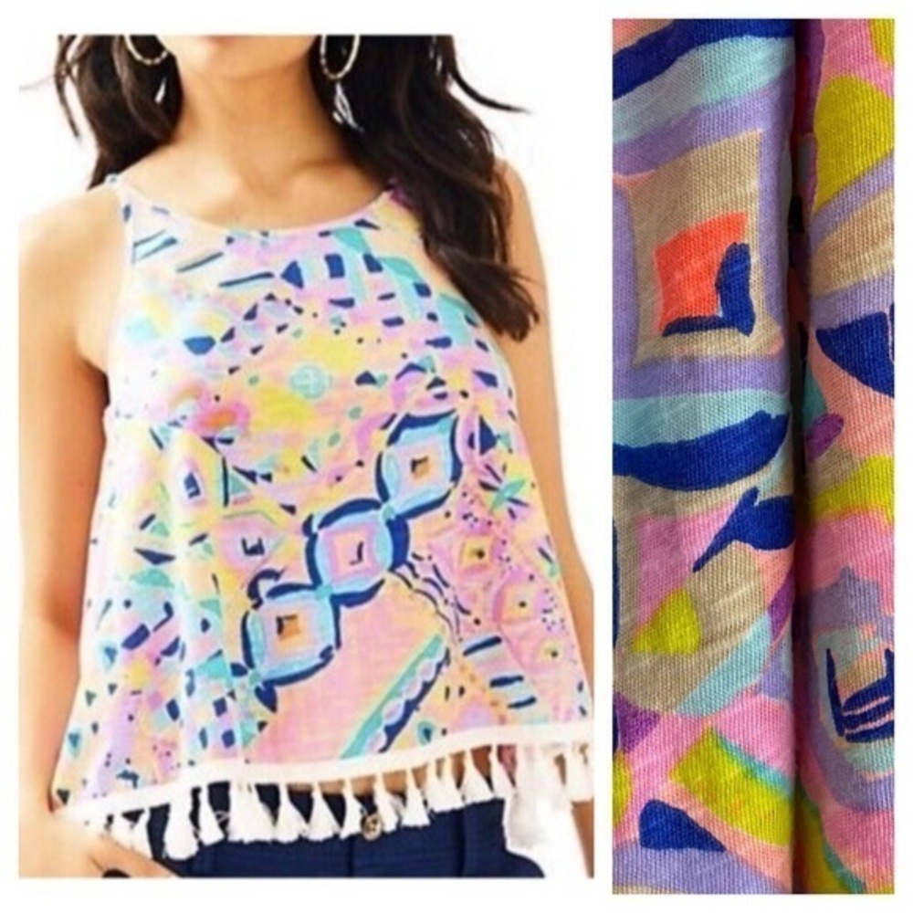 Lilly Pulitzer Colorful Auden Tassel Tank Top XS